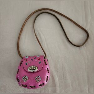 Pink Mini Handtooled Leather Mexican Crossbody Bag